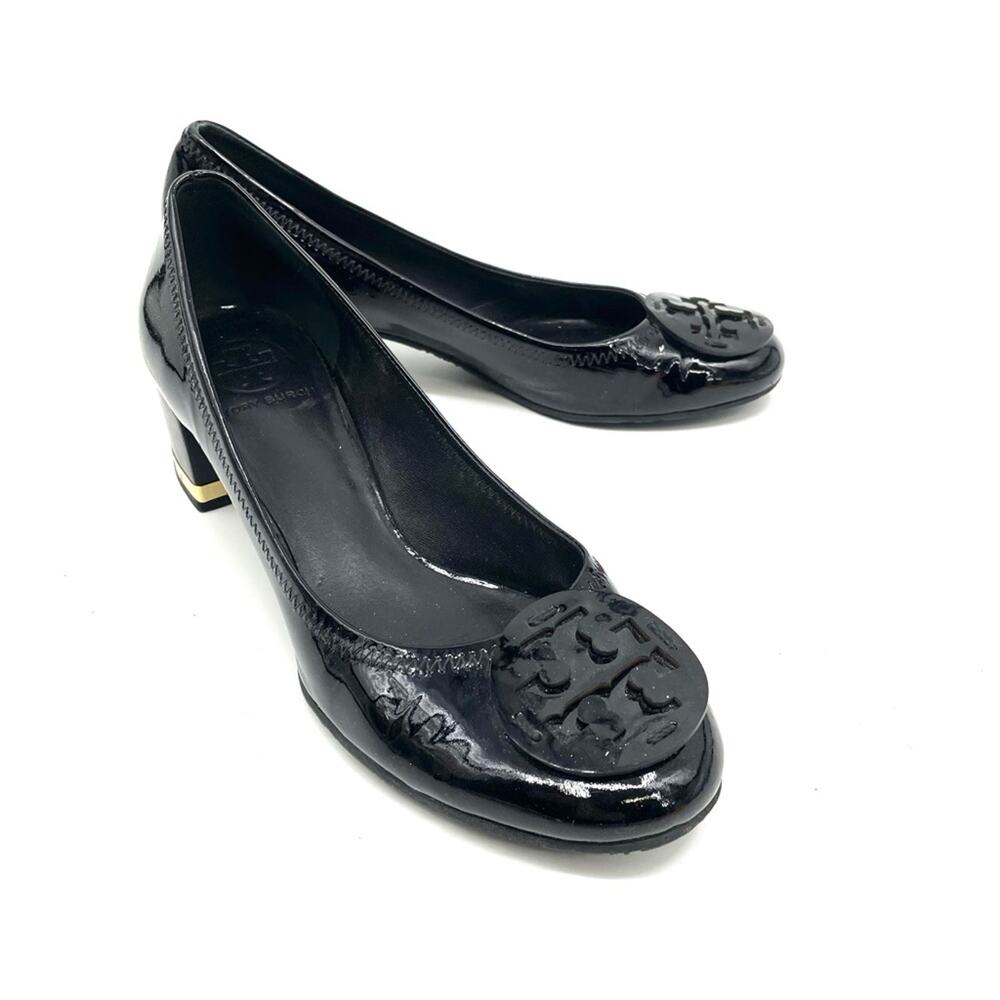 Tory Burch Black Patent Leather Block Heels